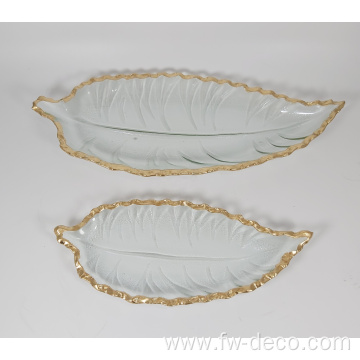 hand made clear Golden leaves charger plates